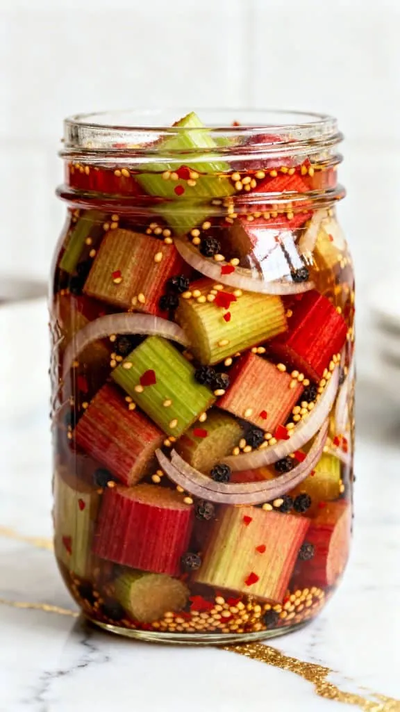 Sweet & Tangy Rhubarb Pickles