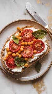 Blistered Tomato Chickpea Cottage Cheese Toast
