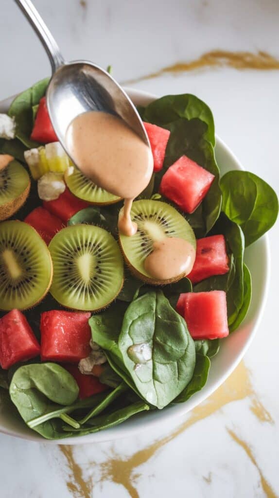 Watermelon Kiwi Spinach Salad