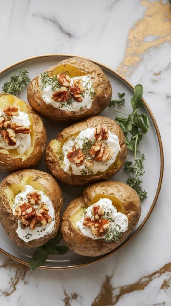 Greek Yogurt, Herb & Walnut Baked Potato