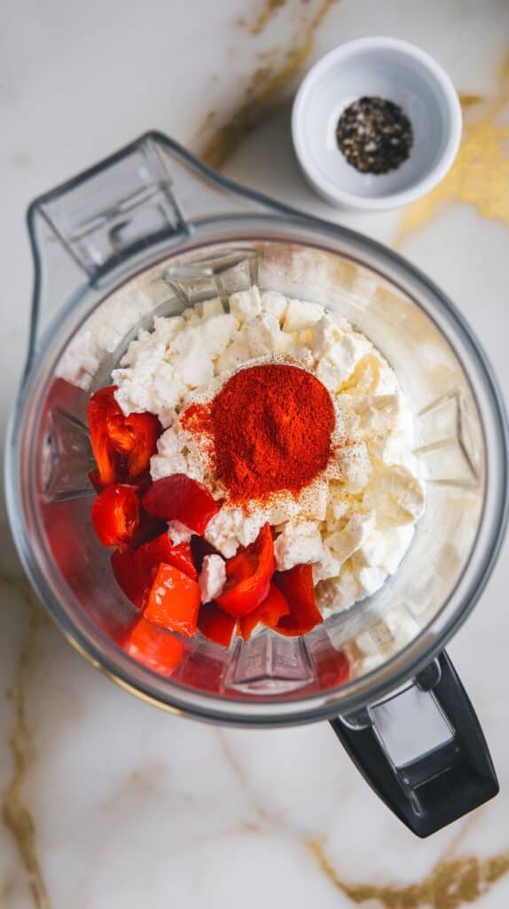 Roasted Red Pepper Feta Cottage Cheese Dip