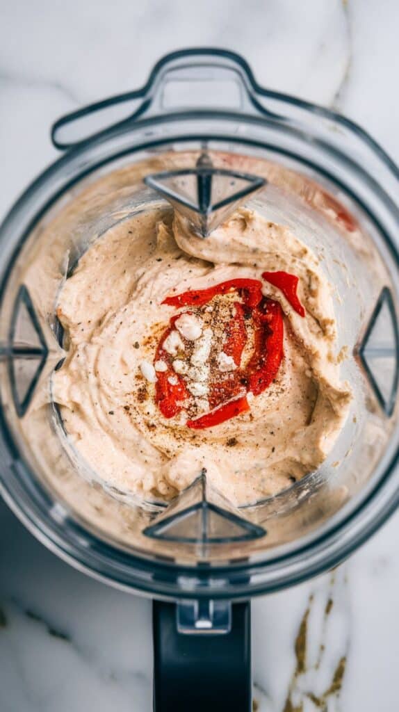 Roasted Red Pepper Feta Cottage Cheese Dip