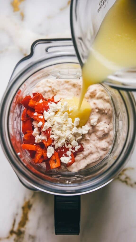 Roasted Red Pepper Feta Cottage Cheese Dip