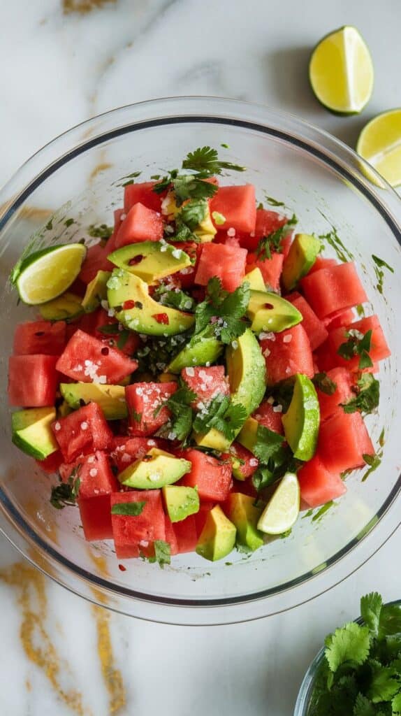 Watermelon Avocado Lime Salad