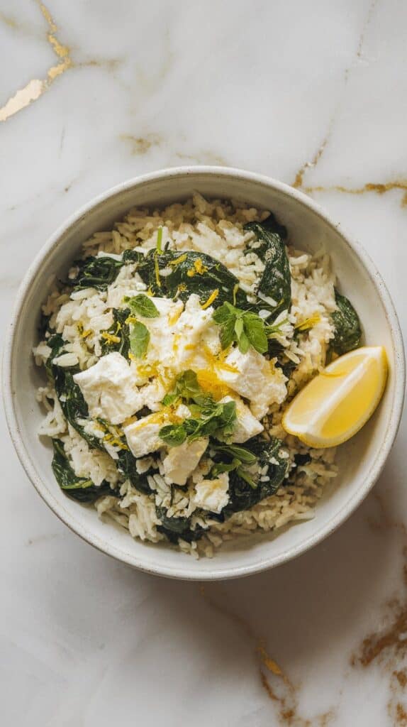 Greek-Style Spinach and Feta Basmati Rice