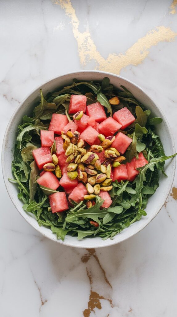 Watermelon Arugula Pistachio Salad