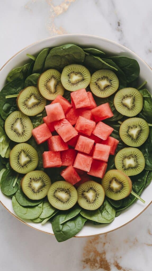 Watermelon Kiwi Spinach Salad