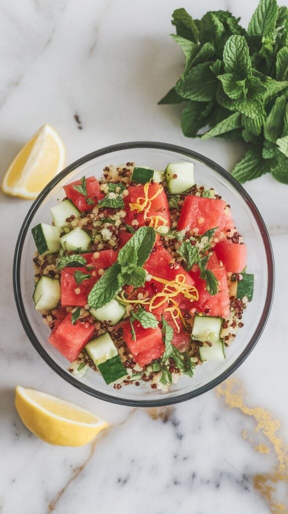 Watermelon Quinoa Mint Salad