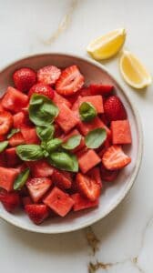 Watermelon Strawberry Basil Salad