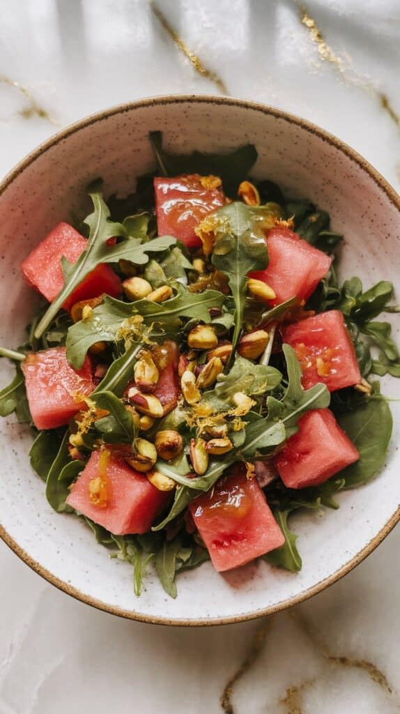 Watermelon Arugula Pistachio Salad