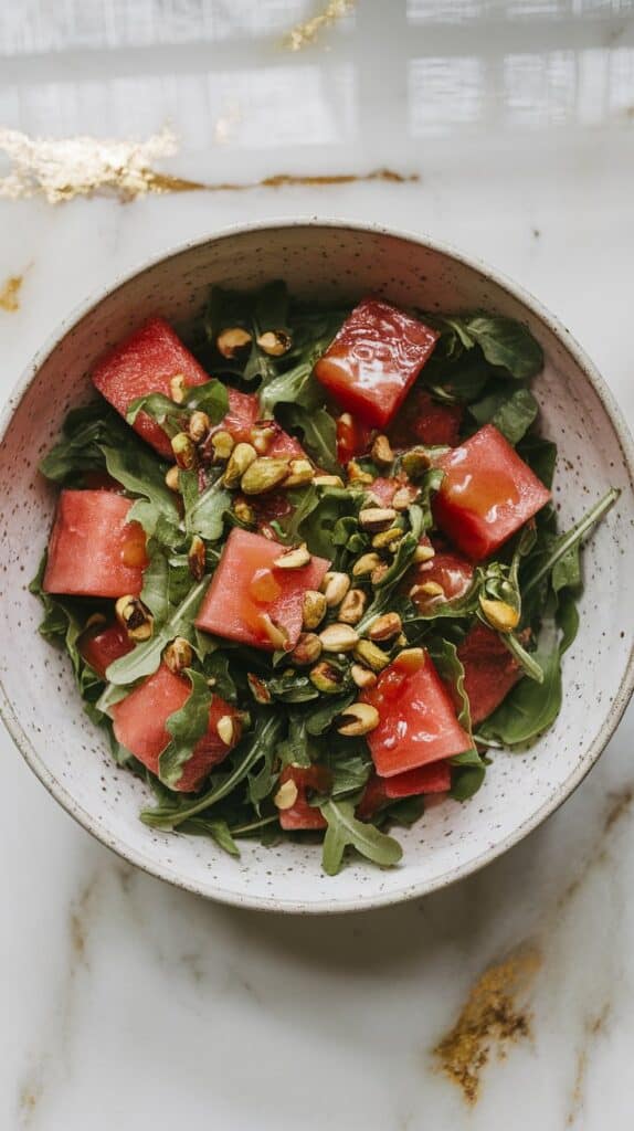 Watermelon Arugula Pistachio Salad