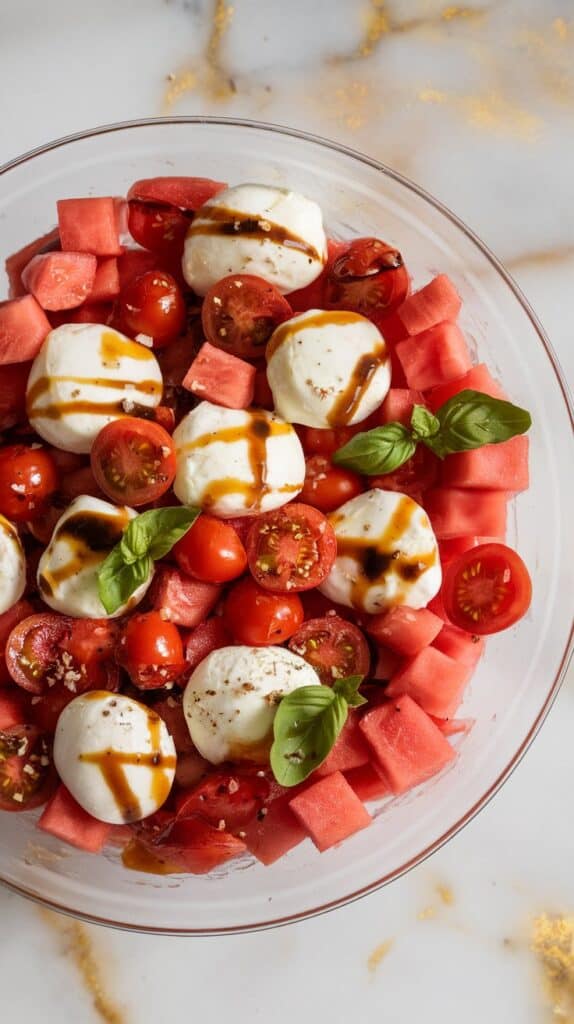 Watermelon Tomato Mozzarella Salad