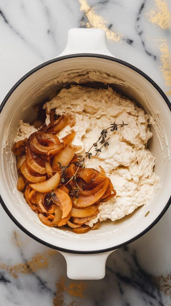 Caramelized Onion Thyme Cottage Cheese Dip