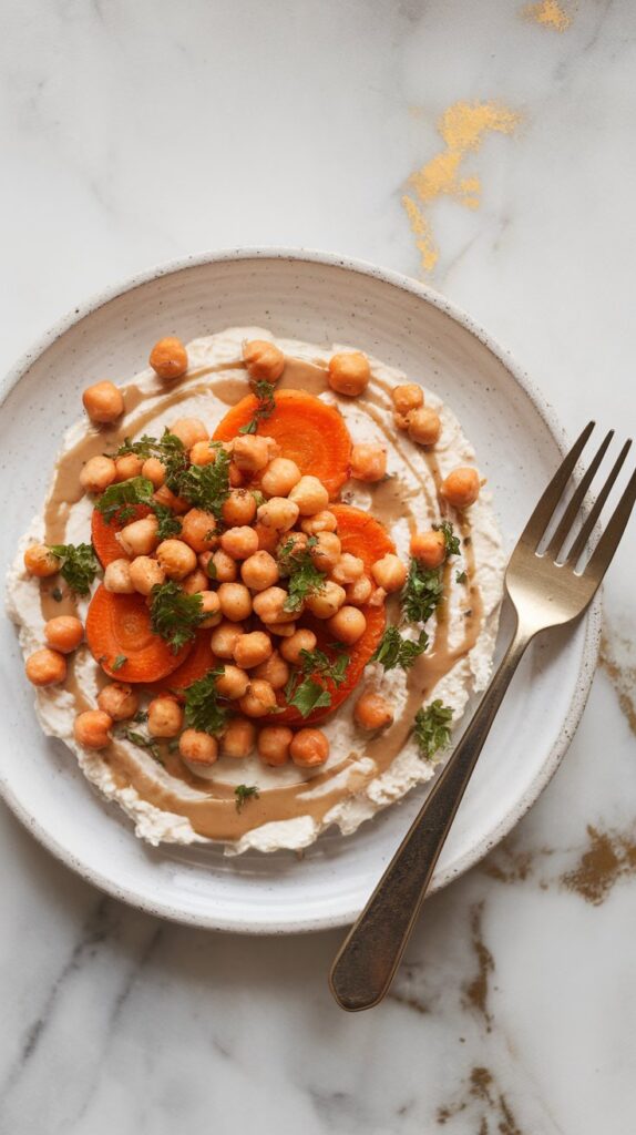 Roasted Carrot & Chickpea Cottage Cheese Salad