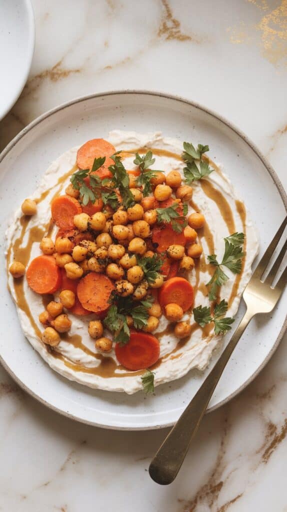 Roasted Carrot & Chickpea Cottage Cheese Salad