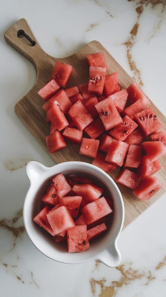 Watermelon Cucumber Basil Salad