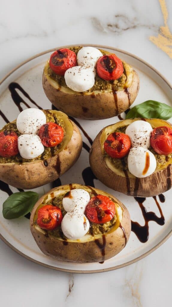 Pesto Caprese Baked Potato
