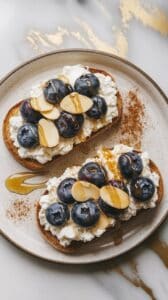 Blueberry Almond Cottage Cheese Toast