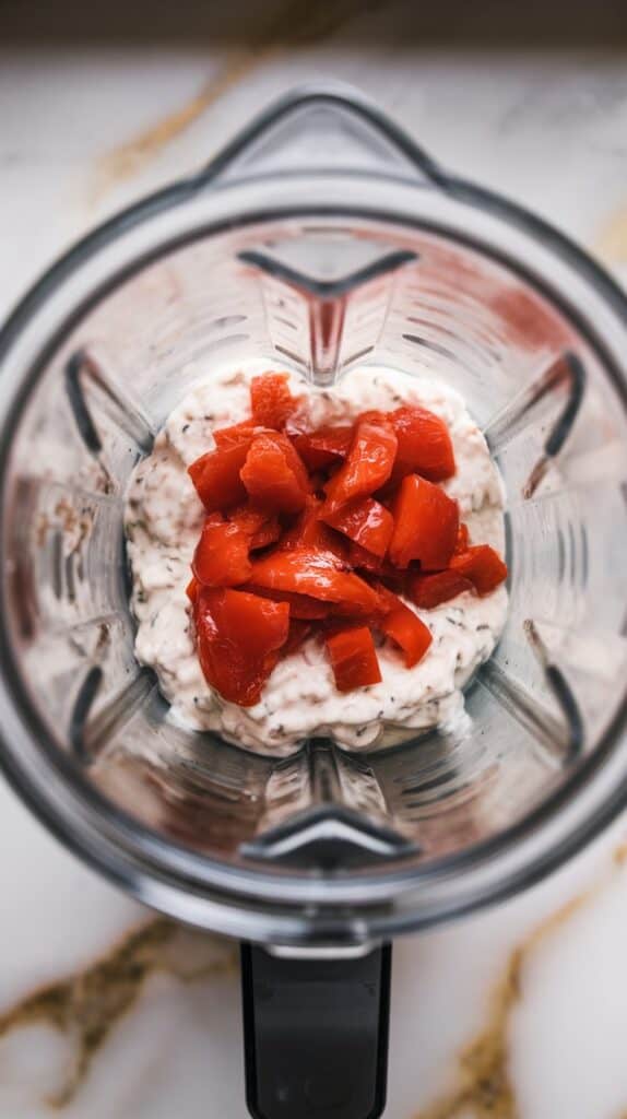 Roasted Red Pepper Feta Cottage Cheese Dip