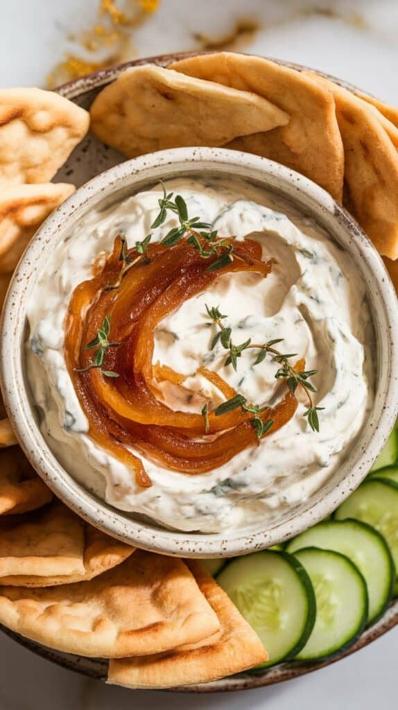 Caramelized Onion Thyme Cottage Cheese Dip
