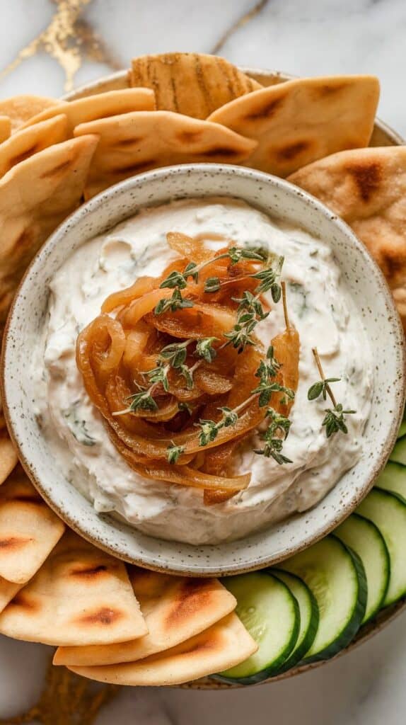 Caramelized Onion Thyme Cottage Cheese Dip