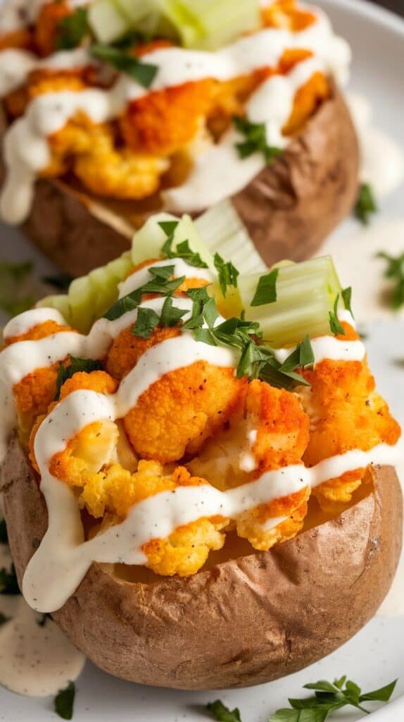 Buffalo Cauliflower Baked Potato