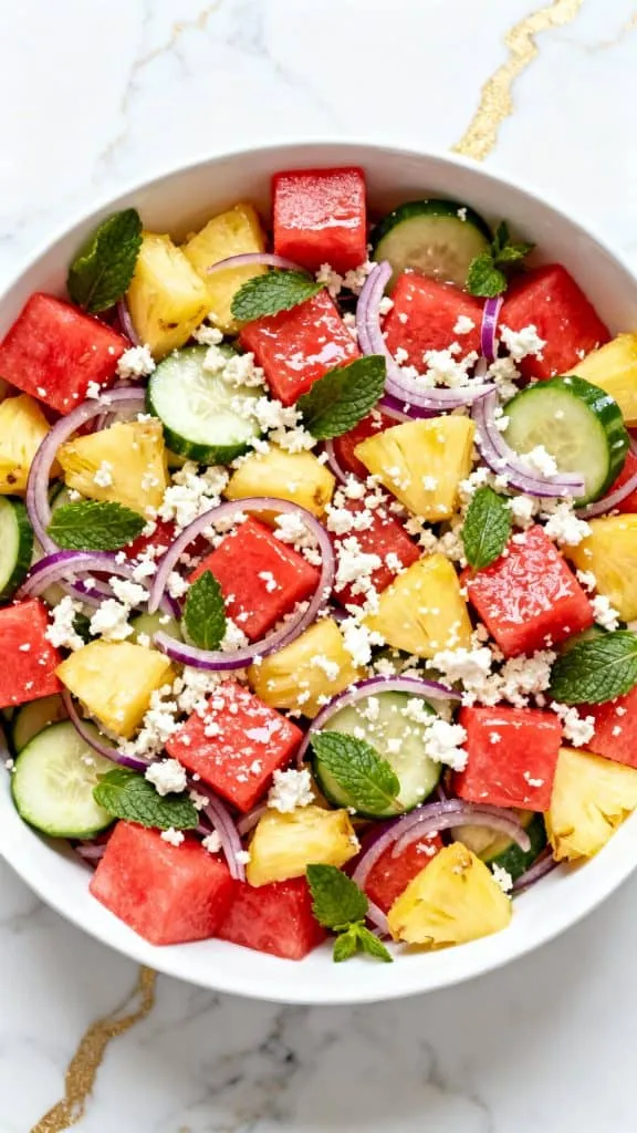 Cucumber Watermelon Pineapple Salad