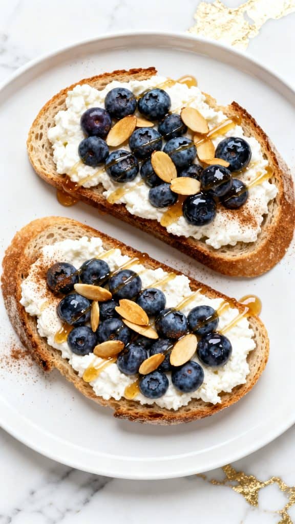 Blueberry Almond Cottage Cheese Toast