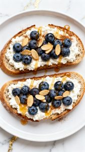 Blueberry Almond Cottage Cheese Toast