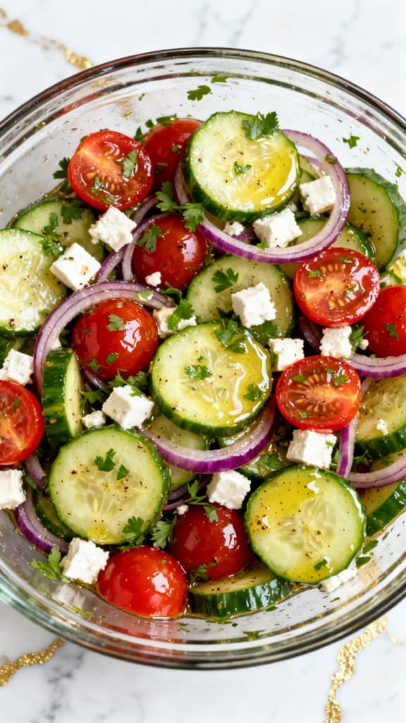 Watermelon Cucumber Basil Salad