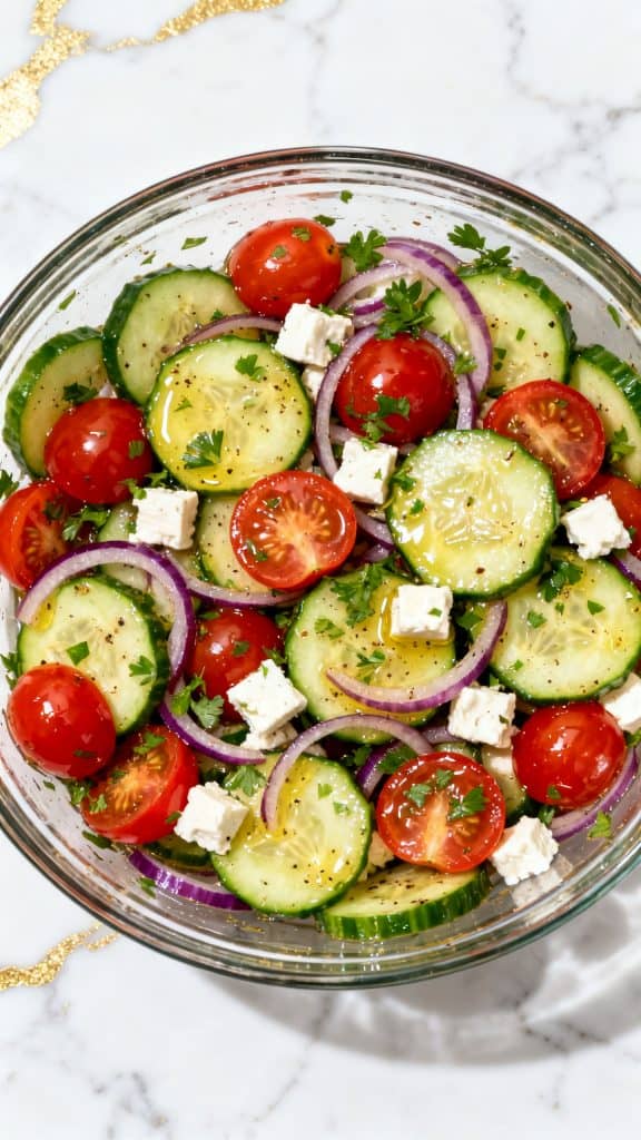 Watermelon Cucumber Basil Salad