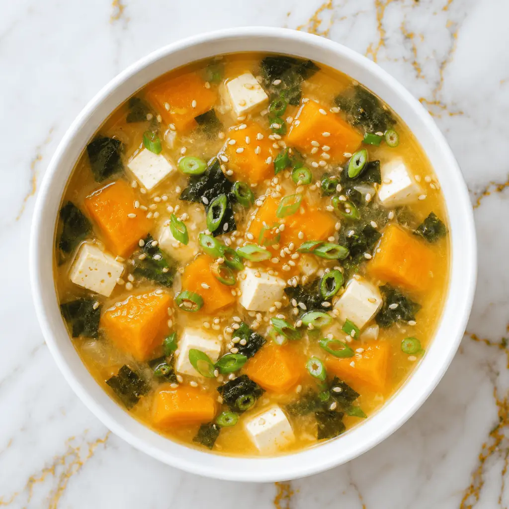 Chunky Pumpkin Miso Soup with Tofu