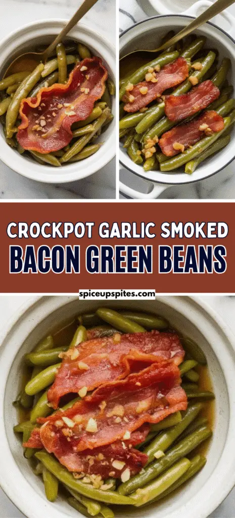 Crockpot Garlic Smoked Bacon Green Beans