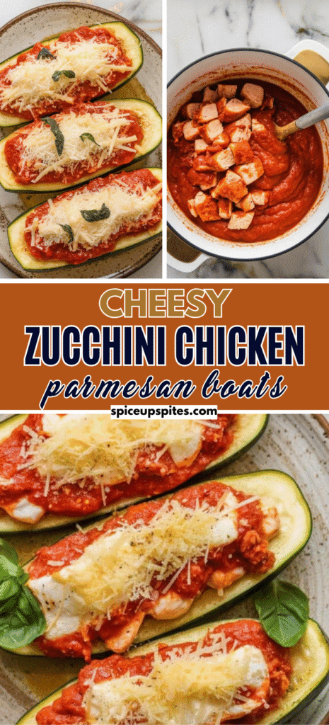 Zucchini Chicken Parmesan Boats
