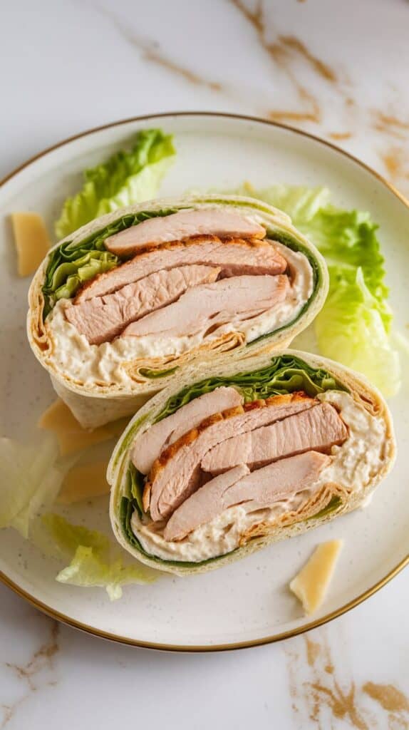 Cottage Cheese Caesar Chicken Wraps