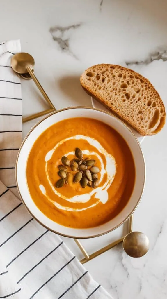 Roasted Pumpkin Carrot Ginger Soup