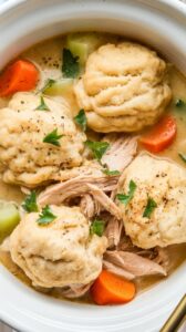 Crockpot Chicken and Dumplings with Biscuits