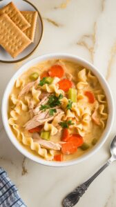 Creamy crock pot chicken noodle soup