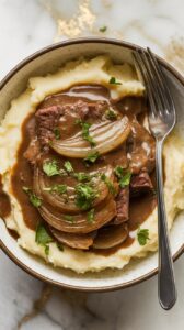 Crockpot Cube Steak with Rich Onion Gravy