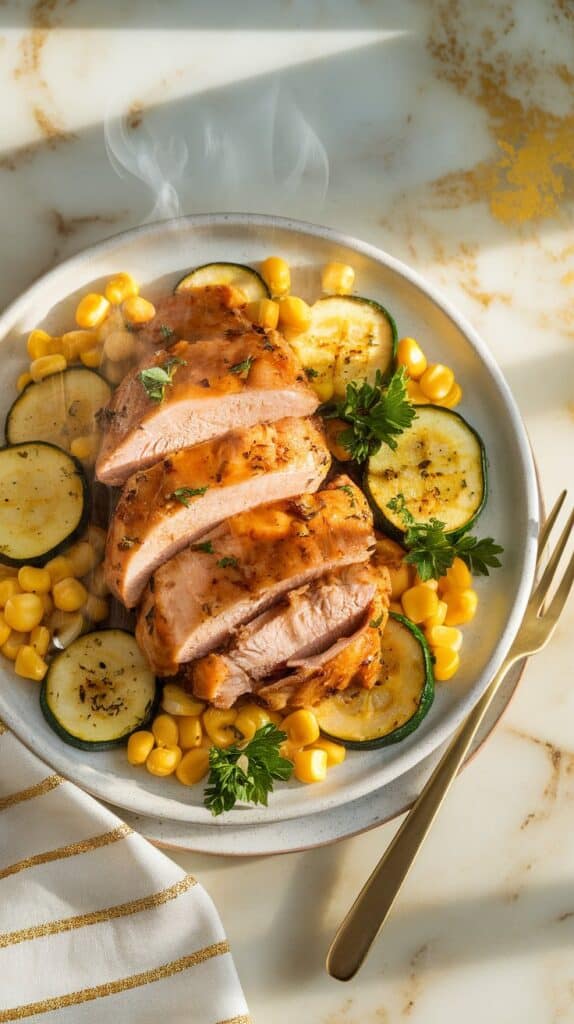 Garlic Butter Chicken with Zucchini and Corn