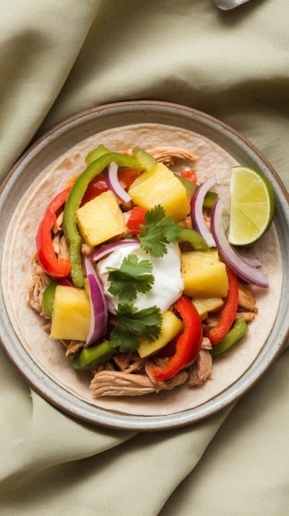 Crockpot Smoky Pineapple Chicken Fajitas