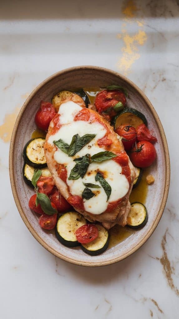 Zucchini Bruschetta Chicken Bake
