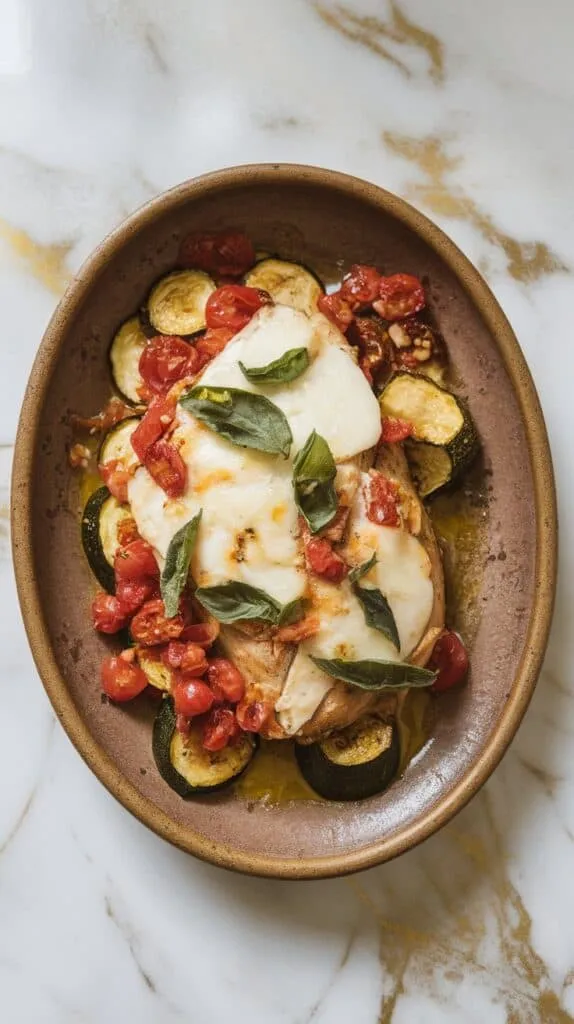 Zucchini Bruschetta Chicken Bake