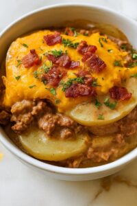 Smoky Bacon Crockpot Hamburger Potato Casserole