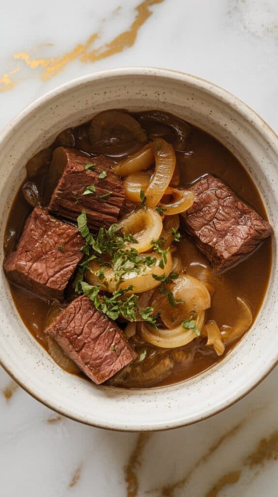 Crockpot Cube Steak with Rich Onion Gravy