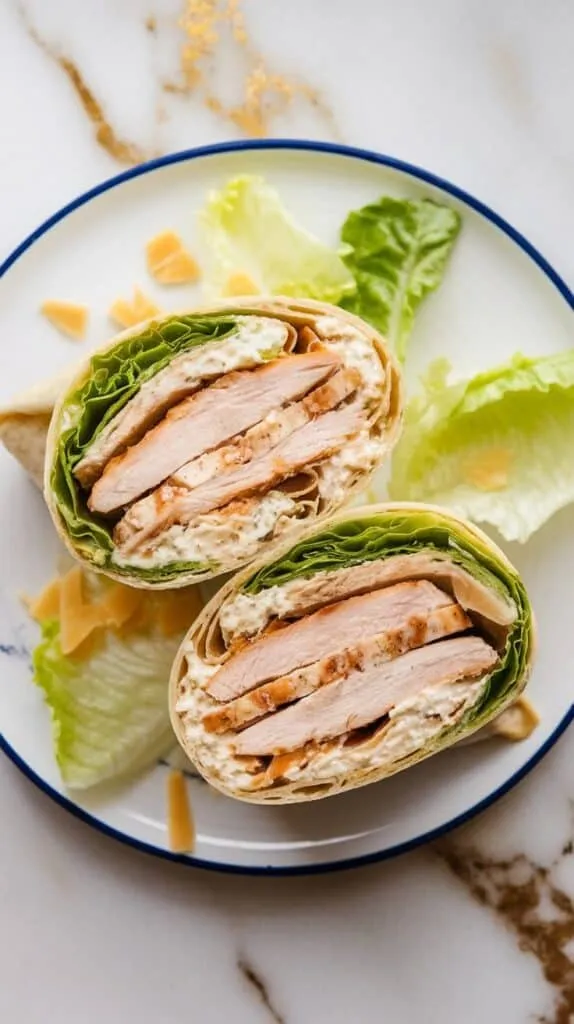 Cottage Cheese Caesar Chicken Wraps