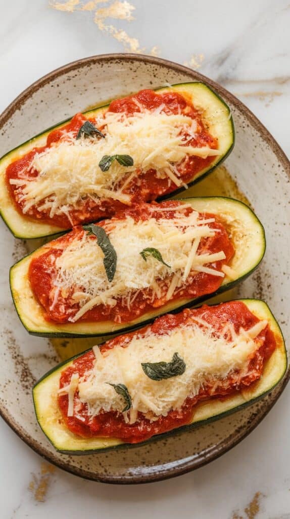 Zucchini Chicken Parmesan Boats