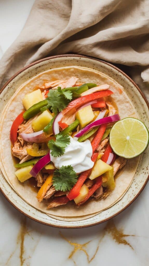 Smoky Pineapple Crockpot Chicken Fajitas