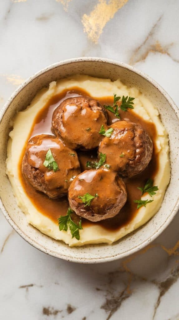Crockpot Salisbury Steak Meatballs