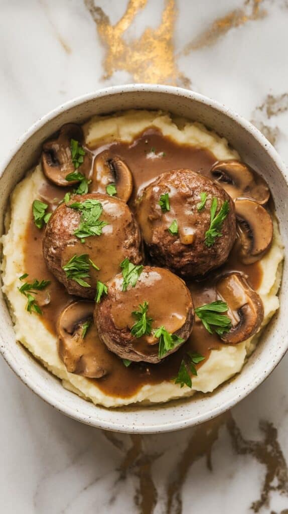 Crockpot Salisbury Steak Meatballs